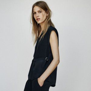 All Saints Silk Blend Black Blouse